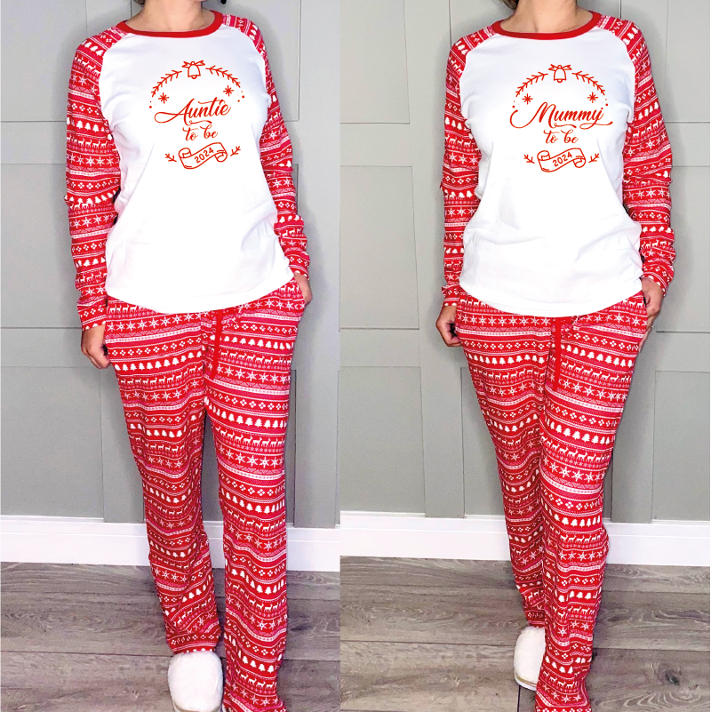 Mummy and Daddy to be red Christmas Pyjamas