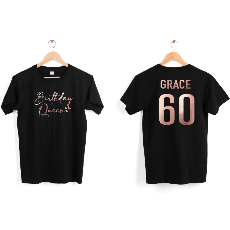 Personalised Birthday Queen Name & Age T-shirt 