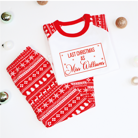 Personalised Bride To Be Christmas Pyjamas