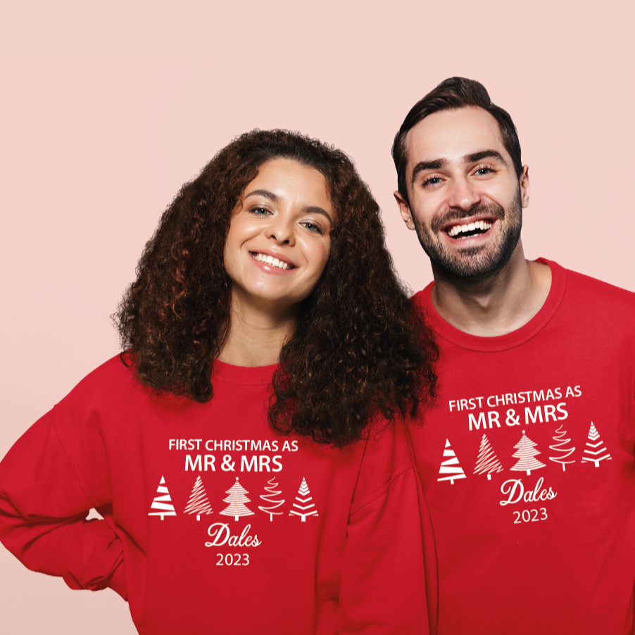 Personalised First Christmas as Mr and MRS Sweatshirts