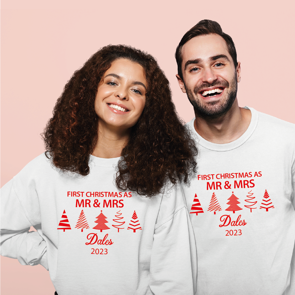 Personalised First Christmas as Mr and MRS Sweatshirts