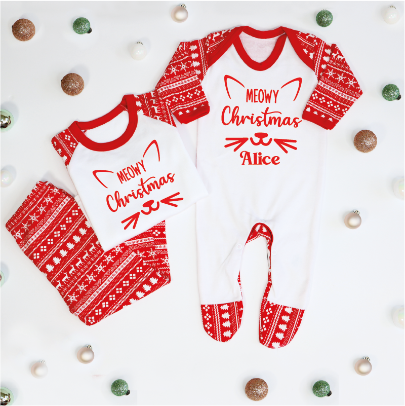 Personalised Meowy Christmas Family Christmas Pyjamas