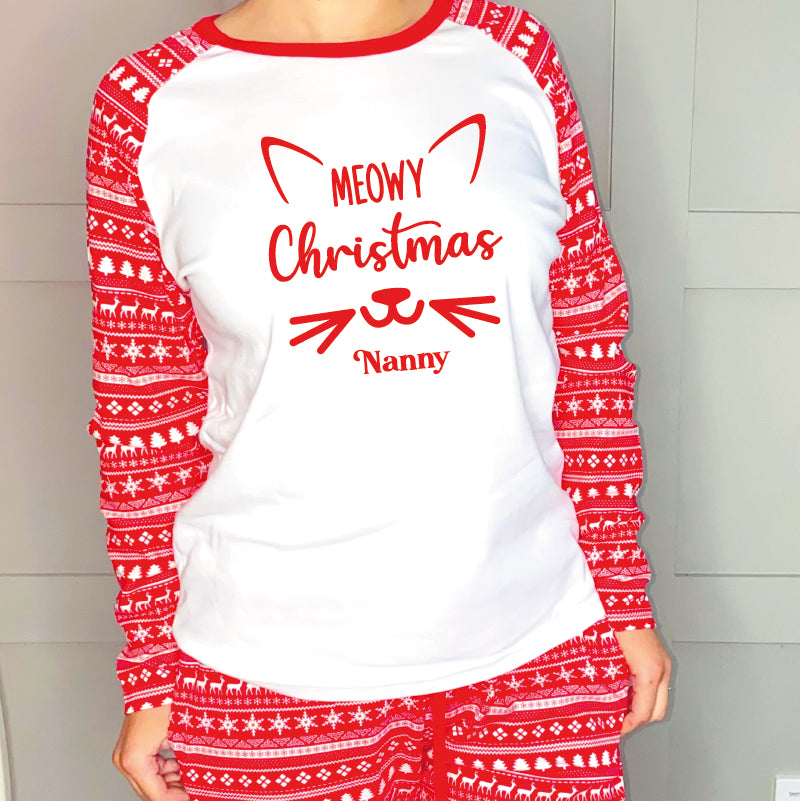 Personalised Meowy Christmas Family Christmas Pyjamas