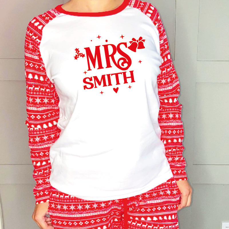 Personalised Mr and Mrs Christmas Pyjamas