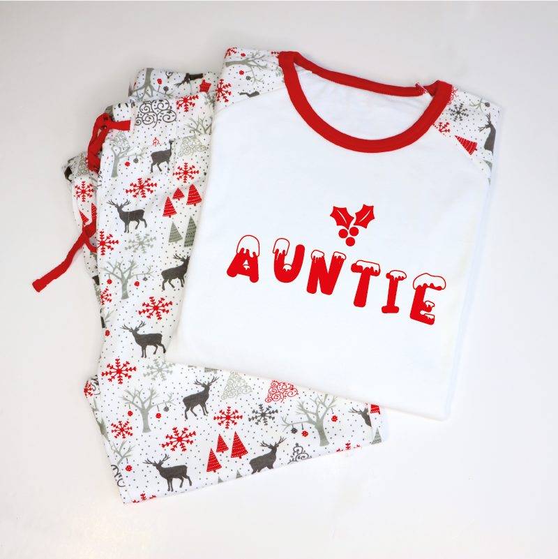 Personalised Snow and Mistletoe Matching Family Adults Christmas Pyjamas