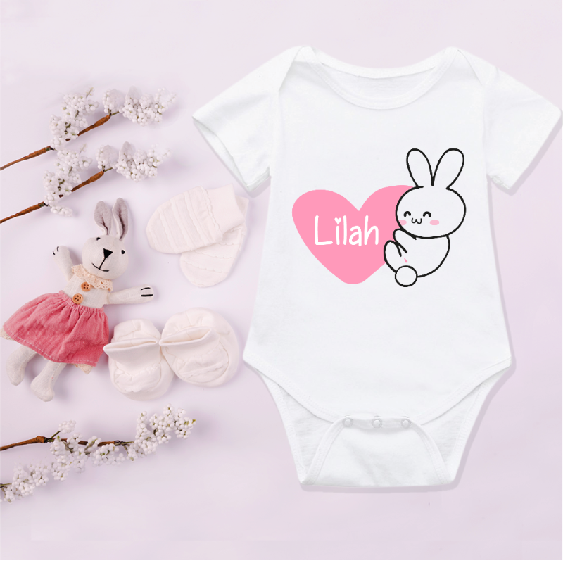 Cute Bunny Heart Personalised Bodysuit