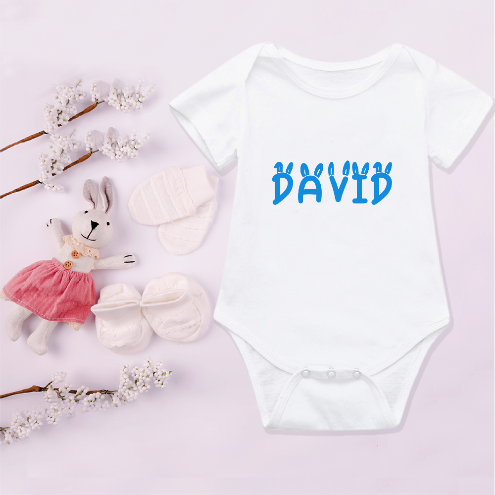 Personalised Bunny Ears Name T-shirt for kids and babies