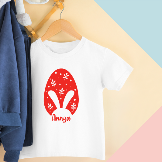 Custom Name Bunny and Egg Design Kid's Easter T-shirt