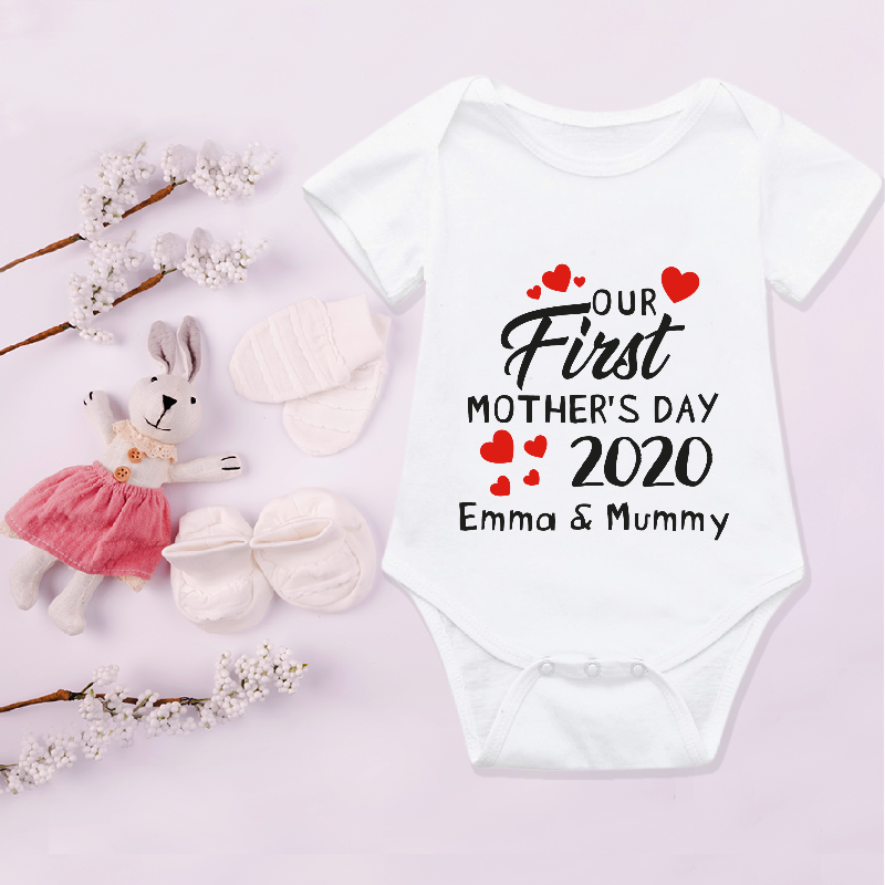 Personalised Our First Mother's Day Mummy and Baby T-shirt and Baby Vest Set