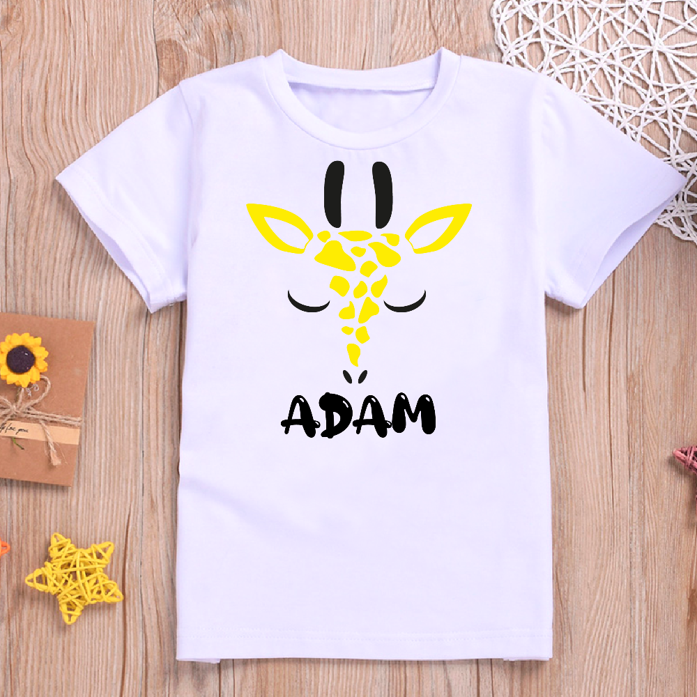 Personalised Giraffe Design T-shirt For Kids