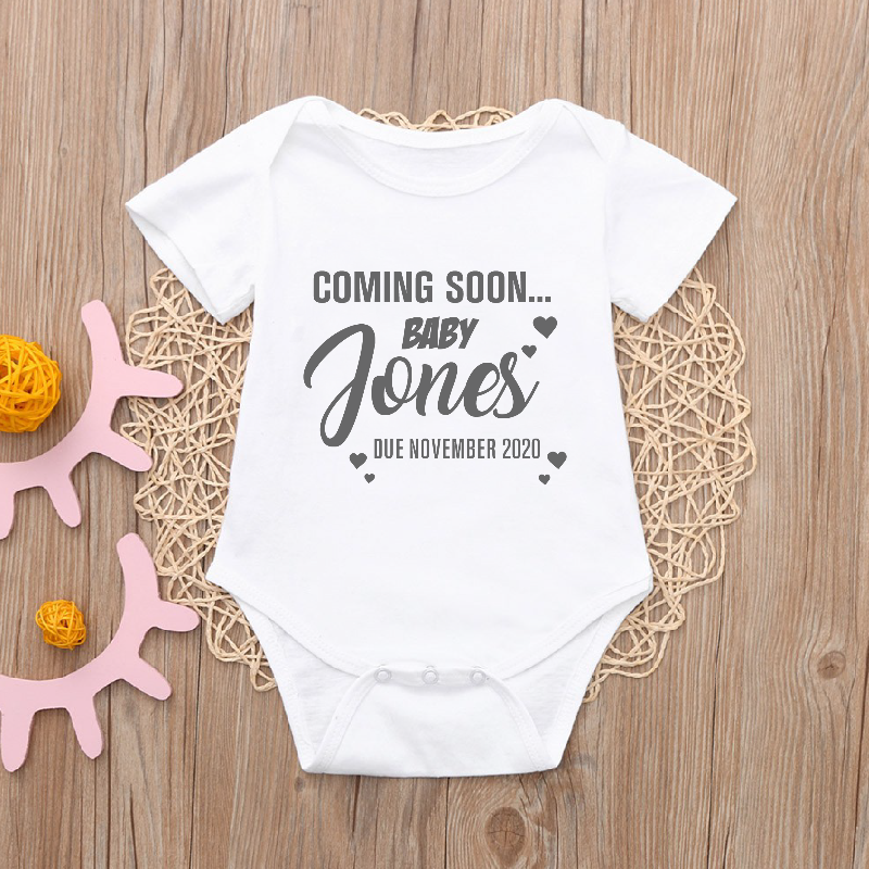 Personalised Pregnancy Baby Announcement Coming Soon Baby Vest