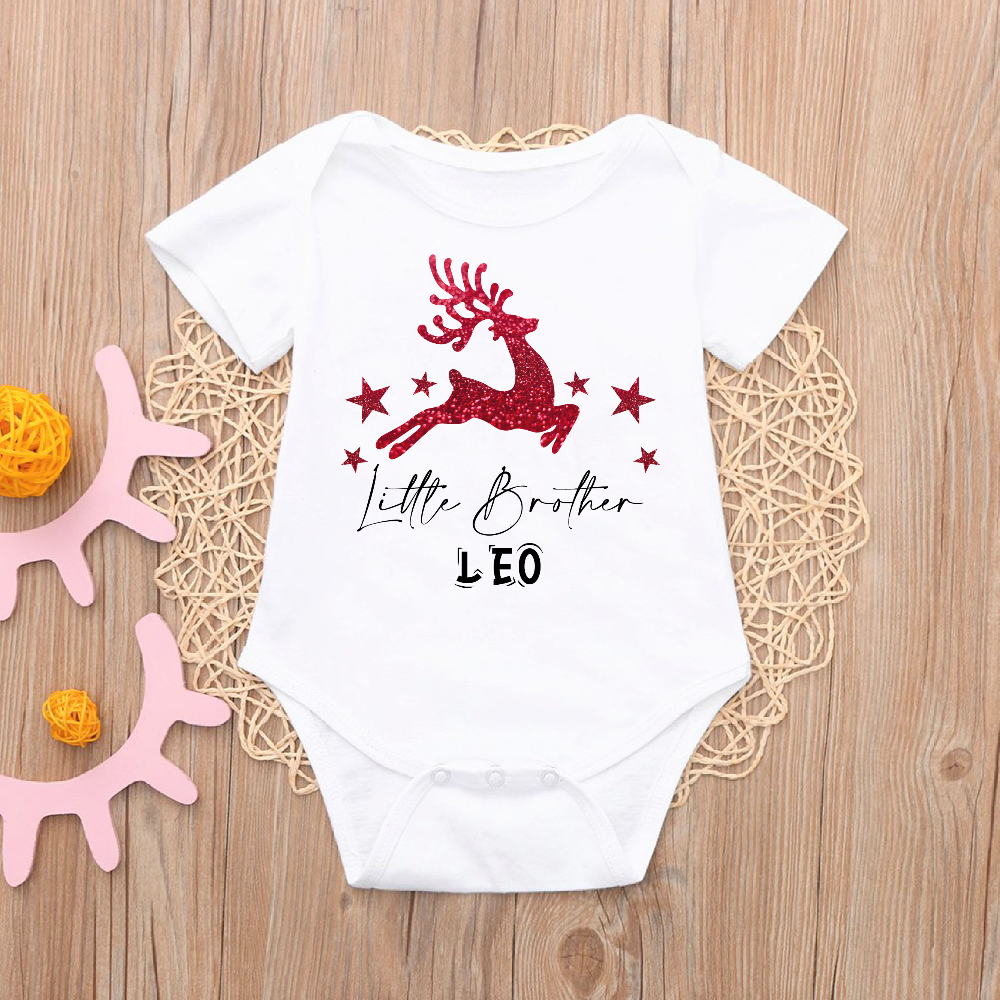 Personalised Matching Family Christmas Glitter Red Reindeer T-shirts