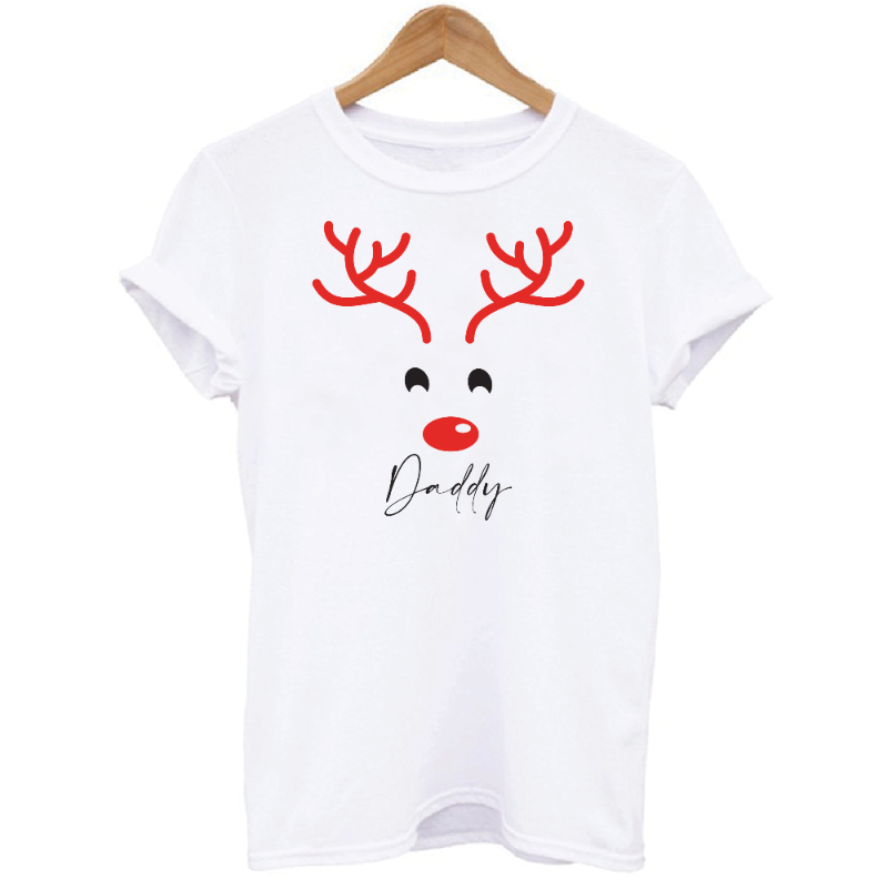 Personalised Matching Family Christmas Reindeer T-shirts Daddy