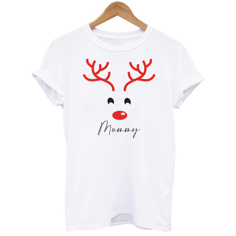 Personalised Matching Family Christmas Reindeer T-shirts Mummy