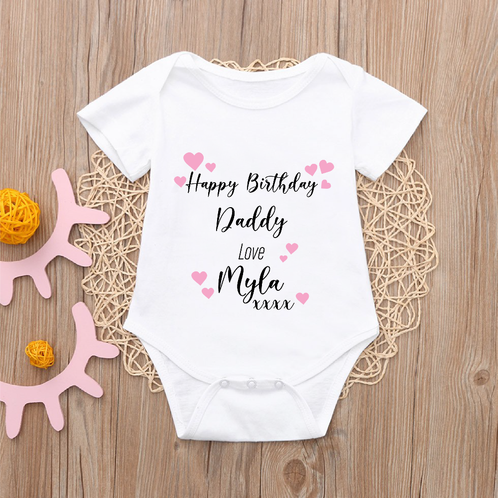 Personalised Happy Birthday Daddy T-shirt for Kids and Baby Vest for Babies