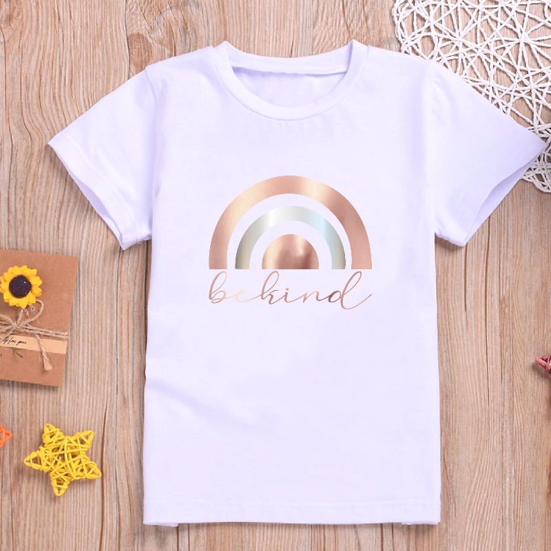 Be Kind Metallic Rose Gold and Silver Rainbow Kid's T-shirt