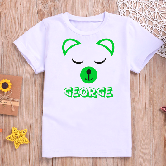 Personalised Bear Design T-shirt for Kids and Baby Vest