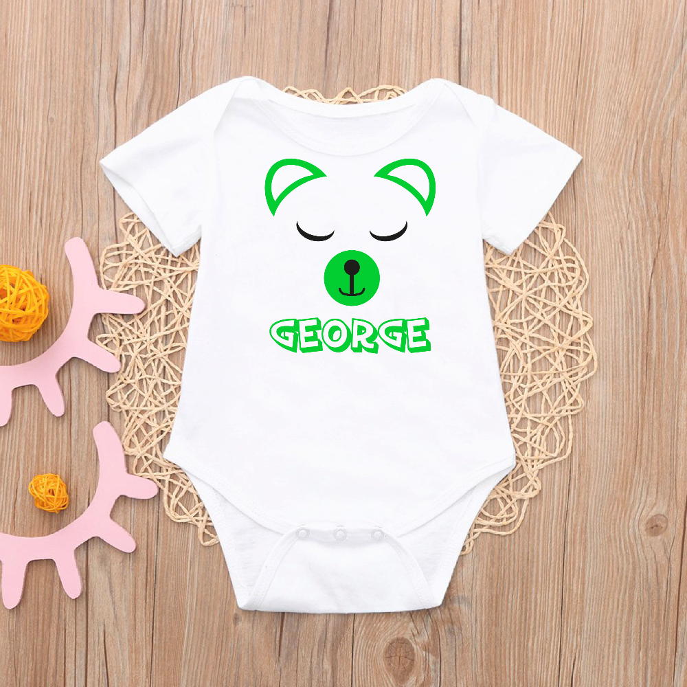 Personalised Bear Design T-shirt for Kids and Baby Vest