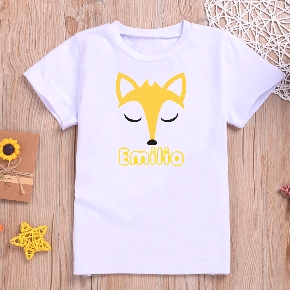 Personalised Fox Design T-shirt For Kids