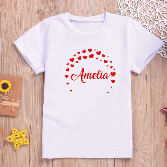 Hearts Arch Personalised Name Kids T-shirt and Baby Vest