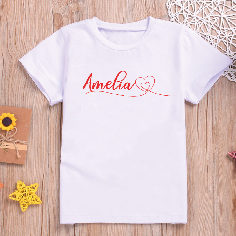 Hearts Personalised Name Kids T-shirt and Baby Vest