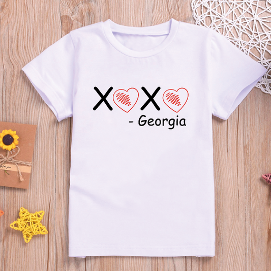 XoXo Personalised Name Kids T-shirt and Baby Vest