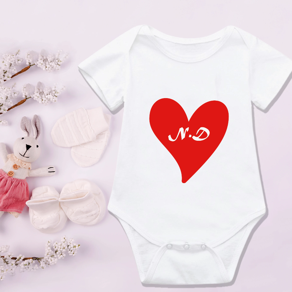 Personalised Red Heart Baby Bodysuits