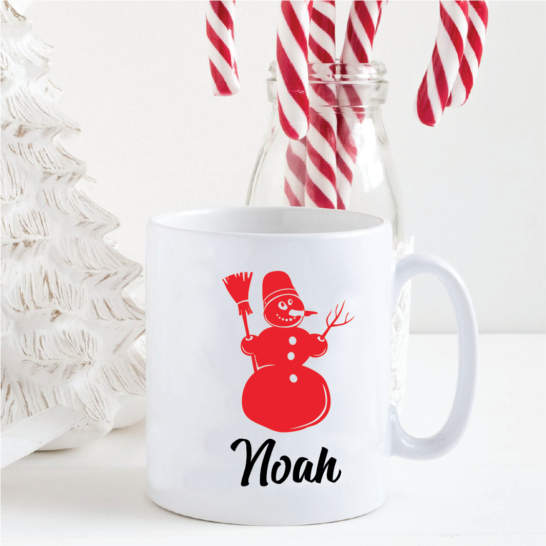 Personalised Red Snowman Mug