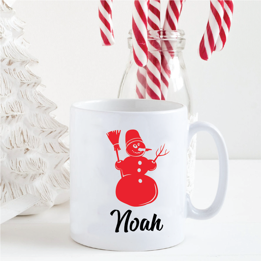 Personalised Red Snowman Mug