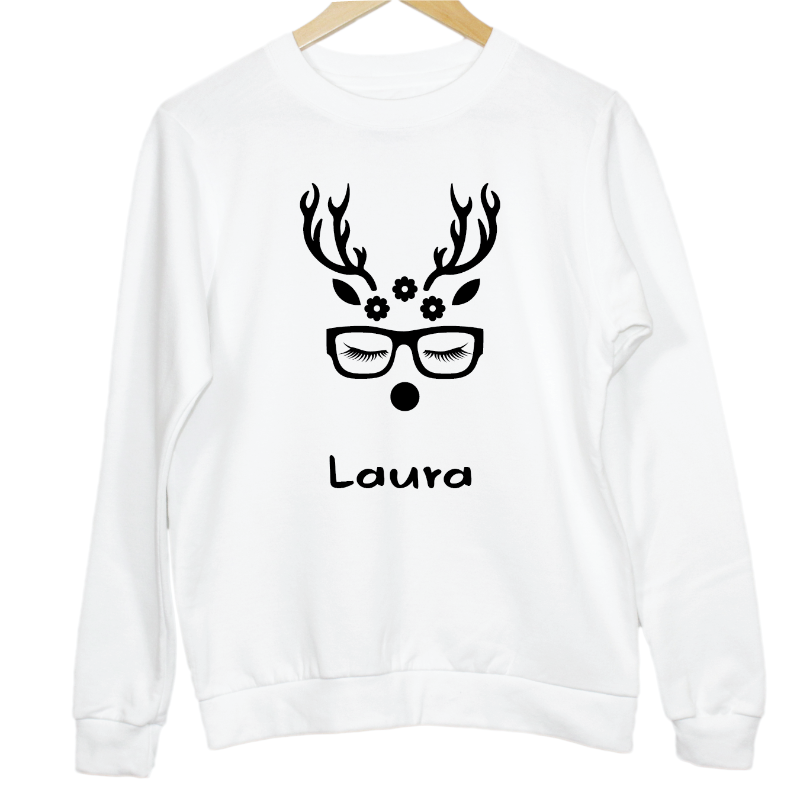 Personalised Reindeer Adult Sweatshirt