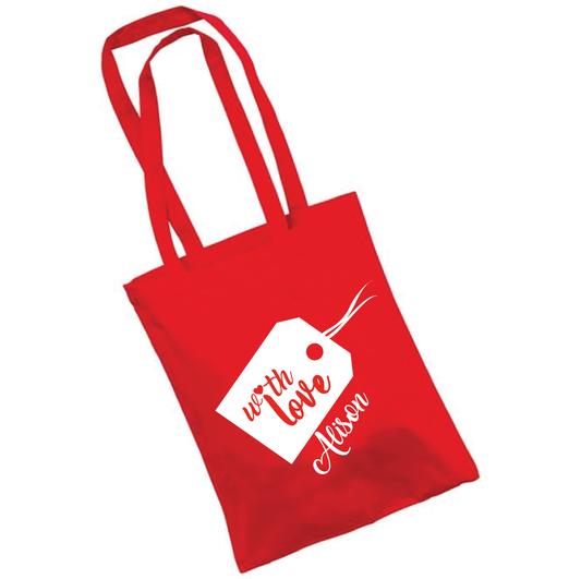 Personalised With Love Red Tote Bag