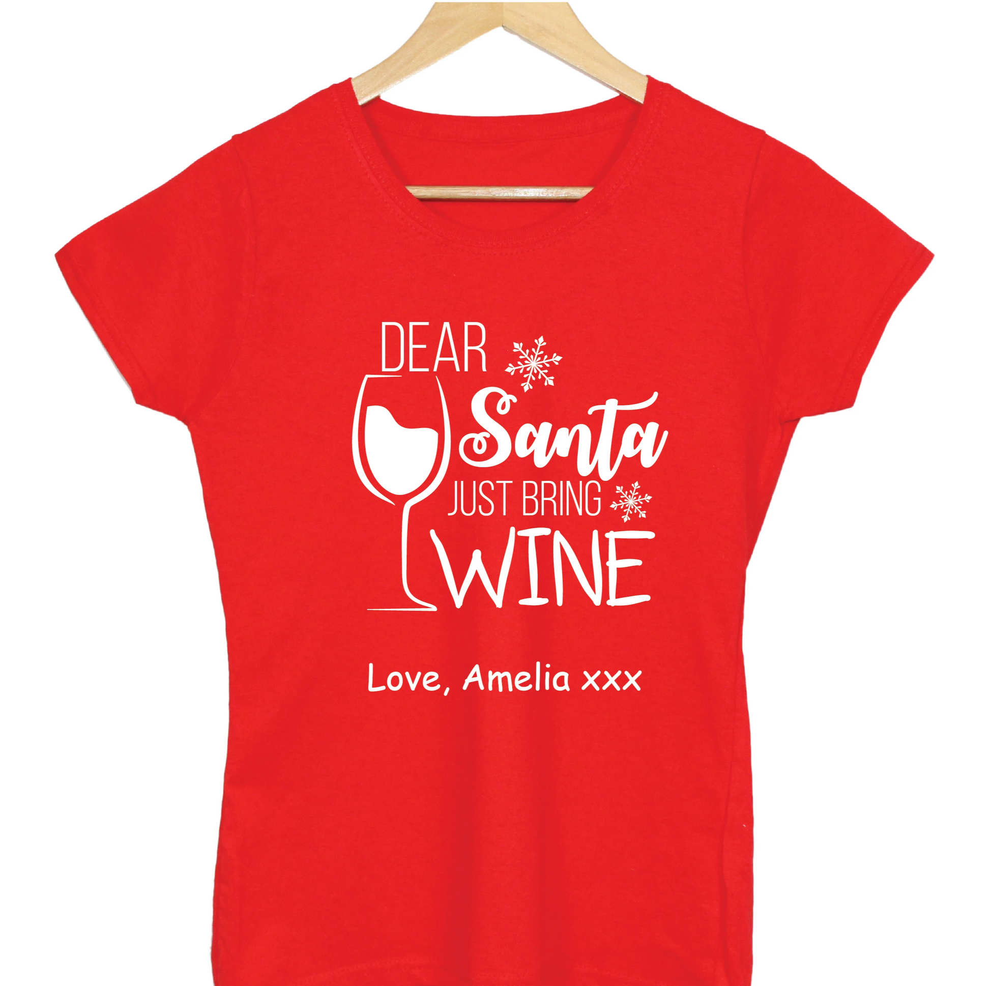 Dear Santa Just Bring Wine T-shirt