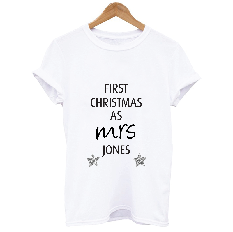 Personalised First Christmas As MRS Jones T-shirt