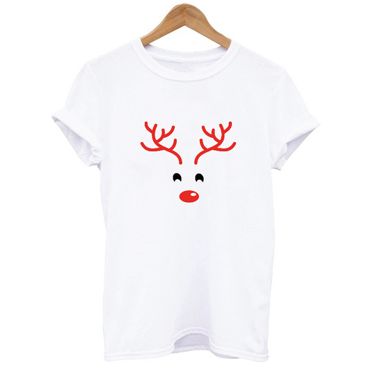 Cute Reindeer Red Nose Matching T-shirt