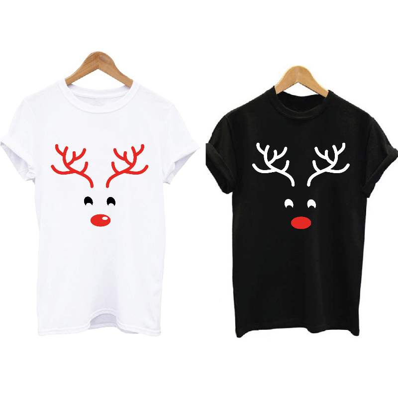 Cute Reindeer Red Nose Matching T-shirt