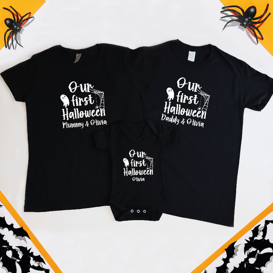 Personalised Our First Halloween Cute Ghost Family T-shirts