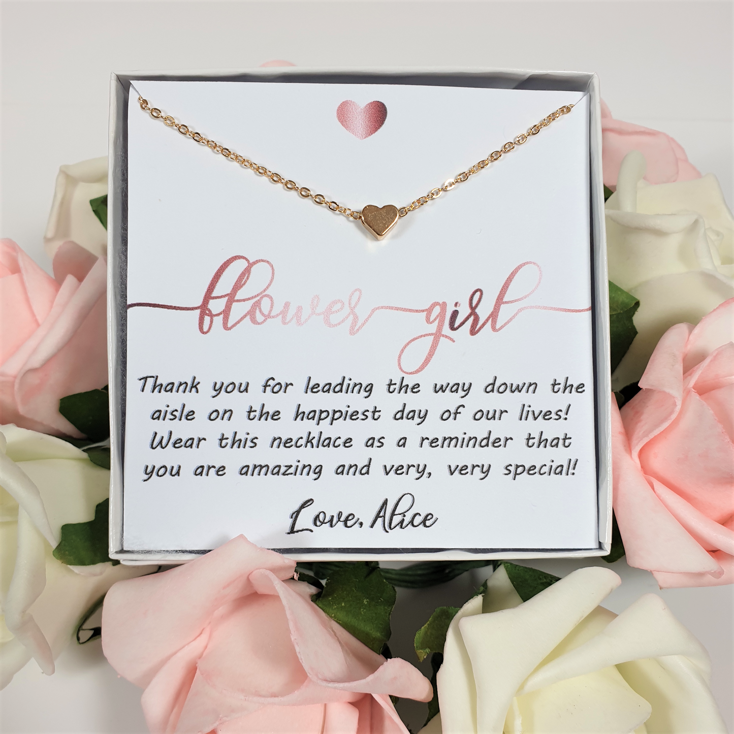 Flower Girl Gift - Heart Necklace