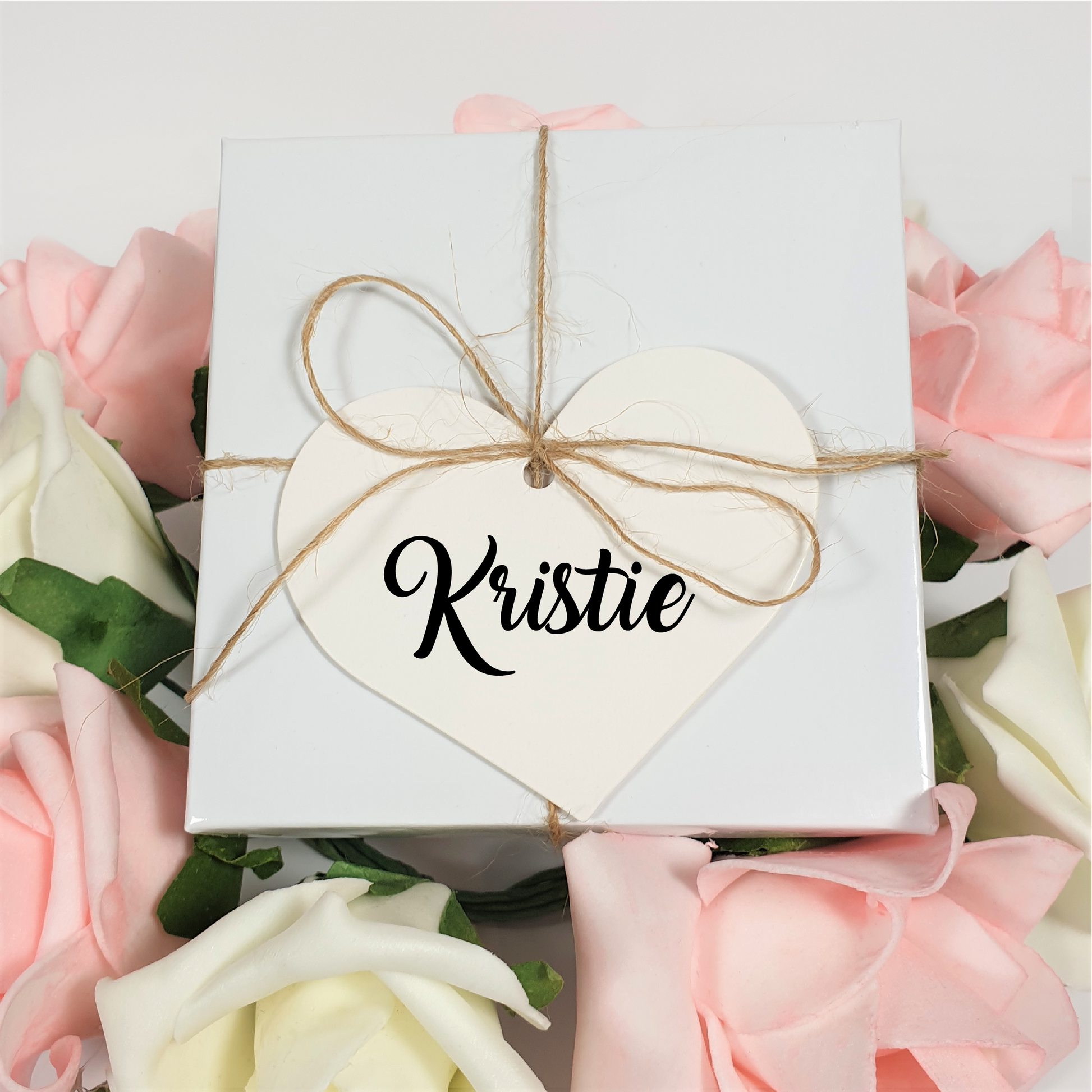 Personalised white heart card