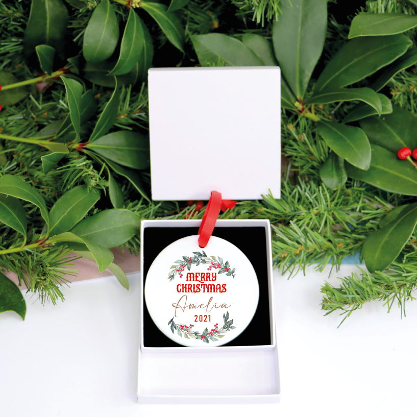 Personalised Merry Christmas 2021 Bauble