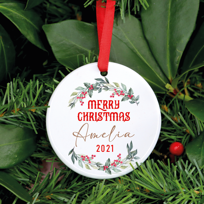 Personalised Merry Christmas 2021 Bauble