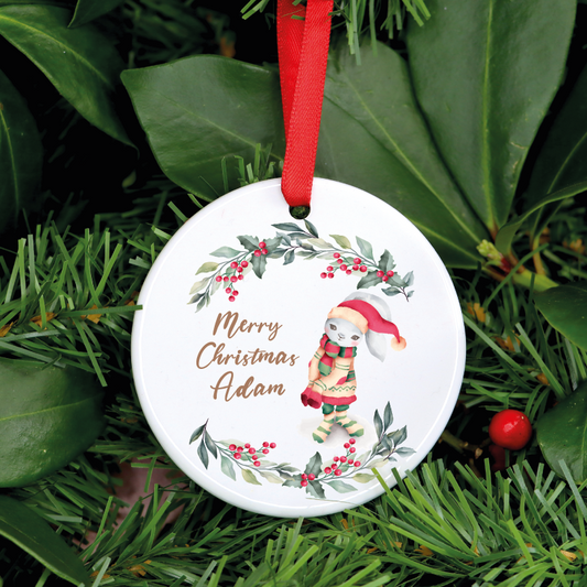 Personalised Baby's First Christmas Ornament With Cute Rabbit Design