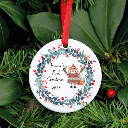 Personalised Baby 1st Christmas Cute Fox Ornament