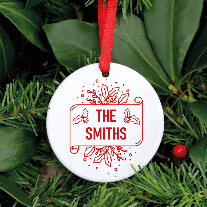 Personalised Family Name Christmas Decoration Ornament Tree