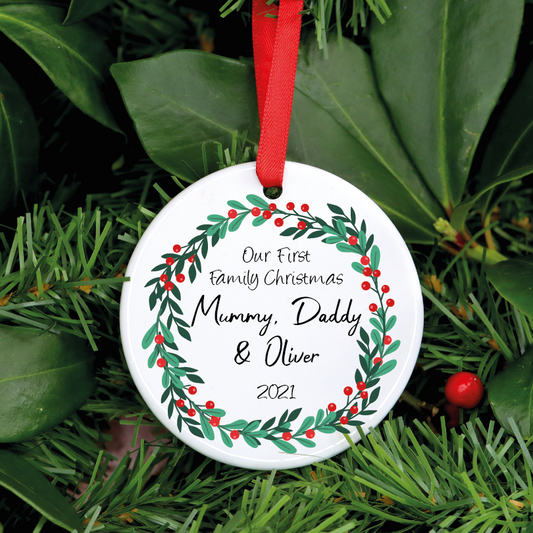 Personalised Our First Family Christmas - Mummy Daddy Baby Ornament