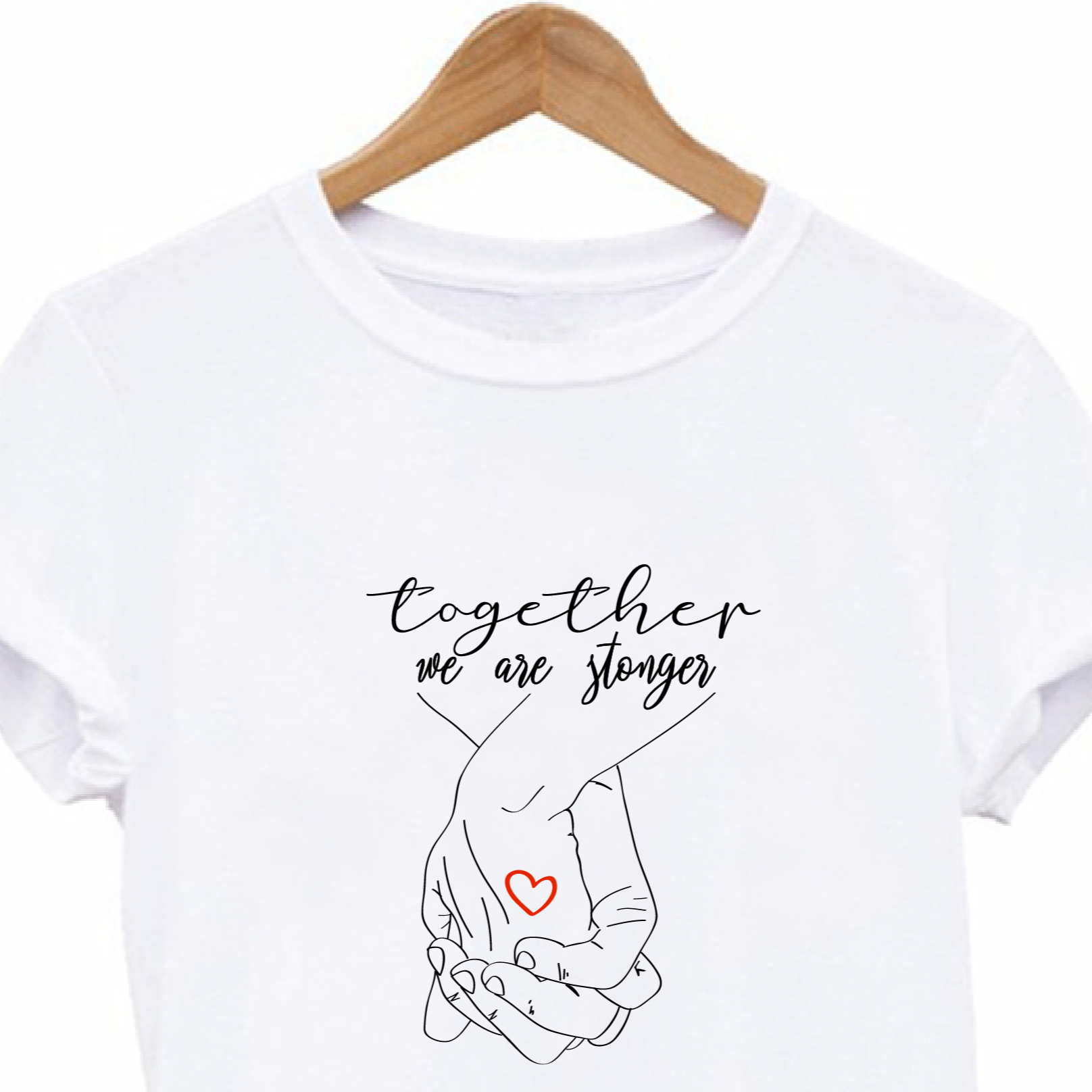 Together we are Stronger Holding Hands Red Heart T-shirt