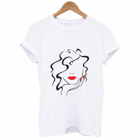 Woman's Abstract Face Sketch T-shirt