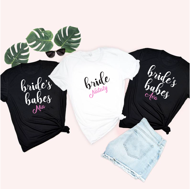 Personalised Bride and Bride's Babes T-shirts