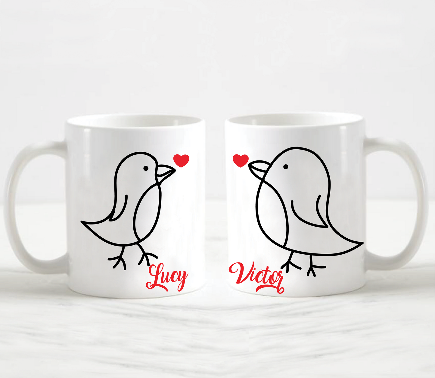 Personalised Birds Couple Mug Set