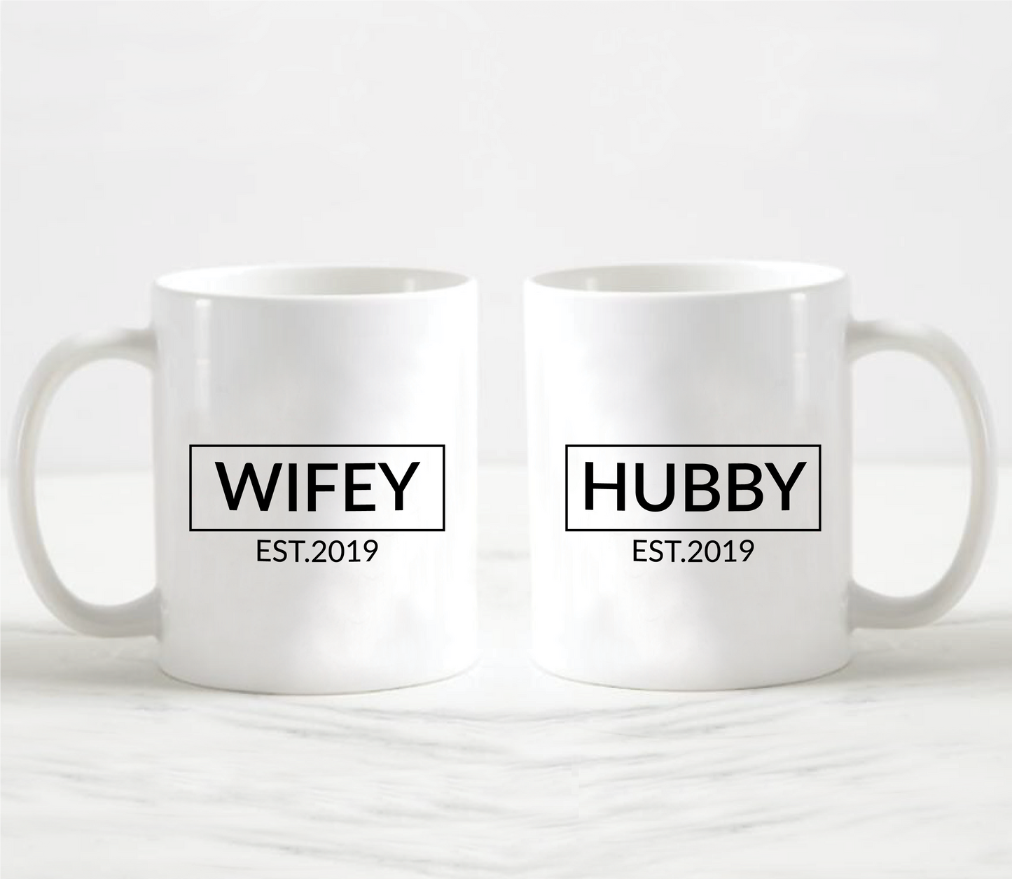 Personalised Wifey and Hubby Mug Set
