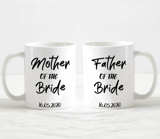 Personalised Mother and Father of the Bride Mug Set